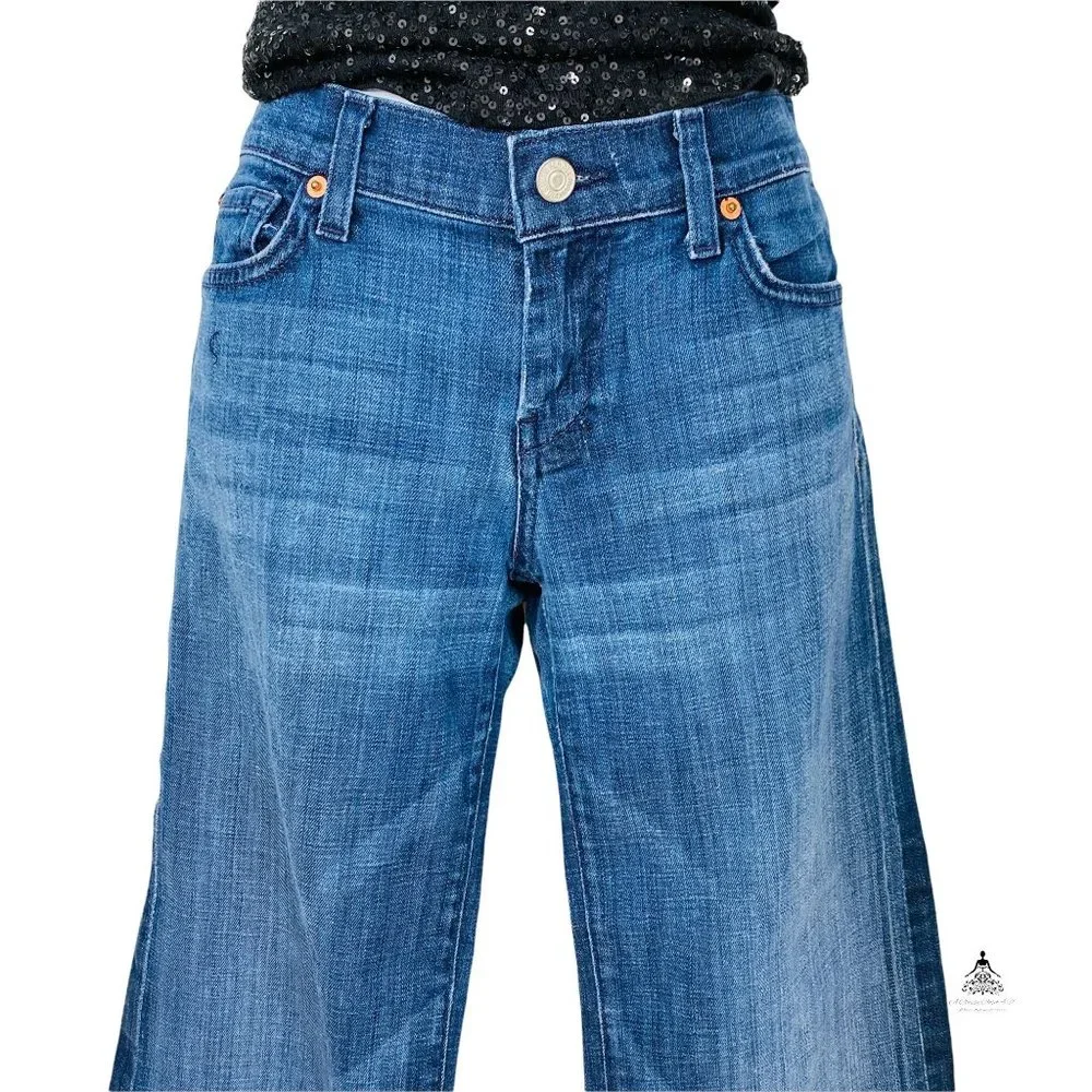 7 For All Mankind Dojo Cropped Blue Jeans 28x20.5 - Picture 4 of 7